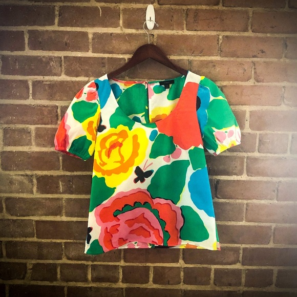 J. Crew Scoopneck Floral Blouse XS - Picture 2 of 14
